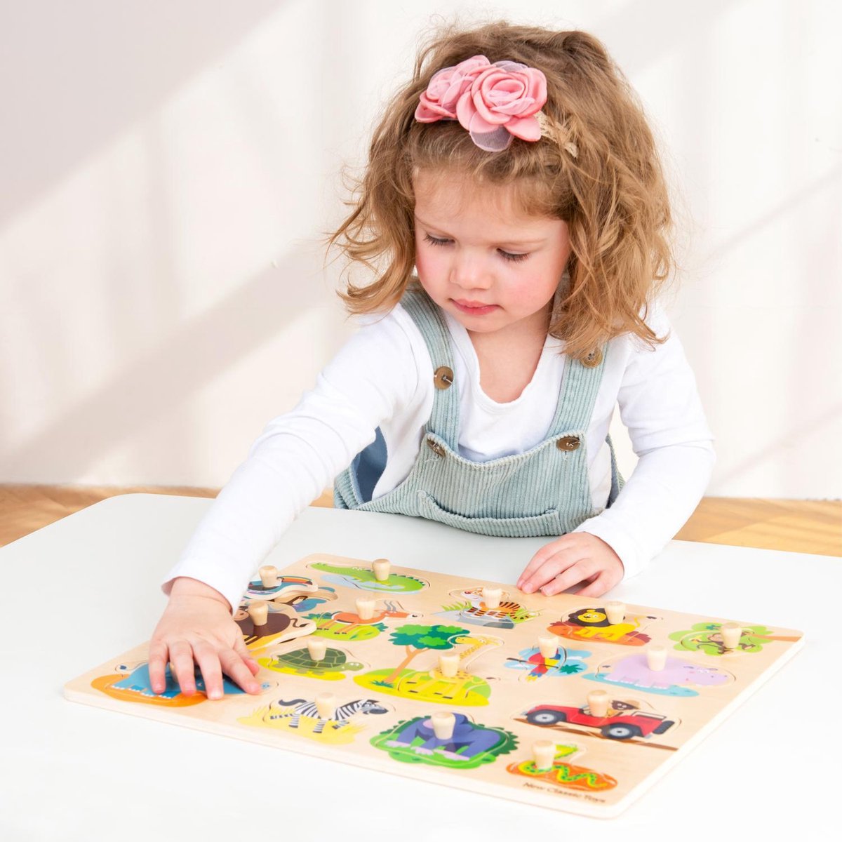 New Classic Toys® Houten Grote Knoppuzzel Safari - 16 Puzzelstukjes - FSC - Houten Puzzel met Knopjes - Educatief Peuterspeelgoed - Vanaf 24 maanden — afbeelding 5