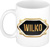 Naam cadeau mok / beker Wilko met gouden embleem 300 ml