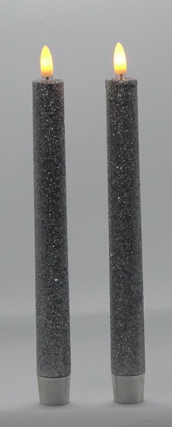 Diner kaarsen 25cm - kleur glitter silver | bol.com
