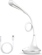 Voxon Verstelbare LED Bureaulamp - Dimbaar en met USB-Oplaadpoort - Wit en Warm Licht - Wit