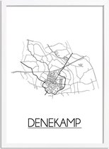 Denekamp Plattegrond poster A2 + Fotolijst Wit (42x59,4cm) - DesignClaud