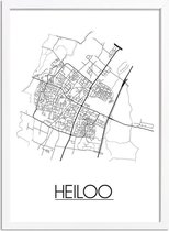 Heiloo Plattegrond poster A2 + Fotolijst Wit (42x59,4cm) - DesignClaud