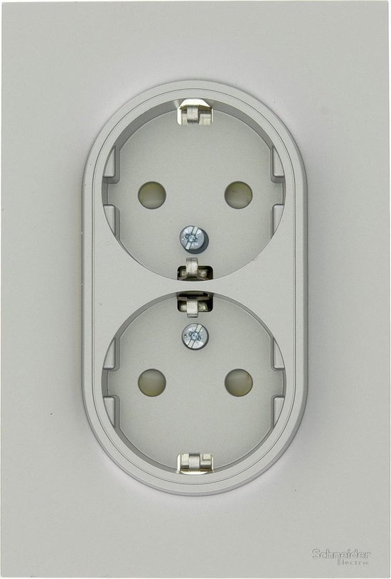 Installeren voordeel hoog Schneider Electric Merten Odace stopcontact dubbel geaard Aluminium |  bol.com