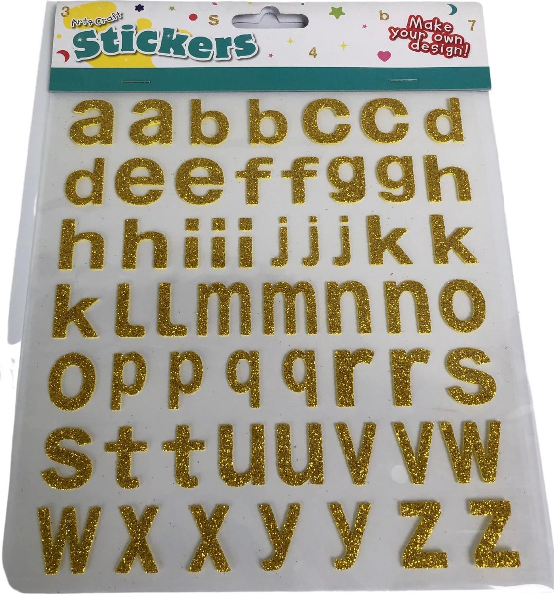 sticker foam glitter letters goud knutselspullen