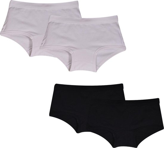 Woody ondergoed set meisjes - wit - zwart - 4 boxers - maat 176
