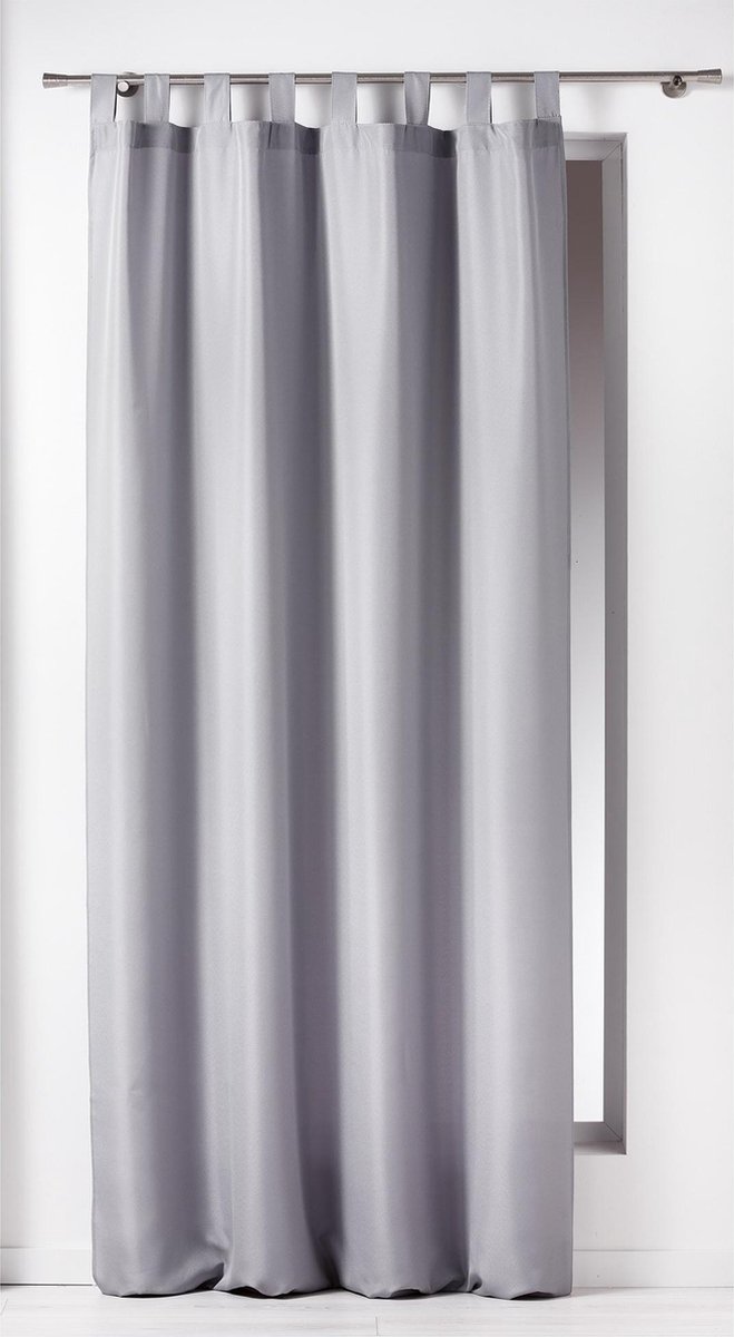 Gordijnen-Kant en klaar- met ophanglus 140x260cm uni polyester licht grijs