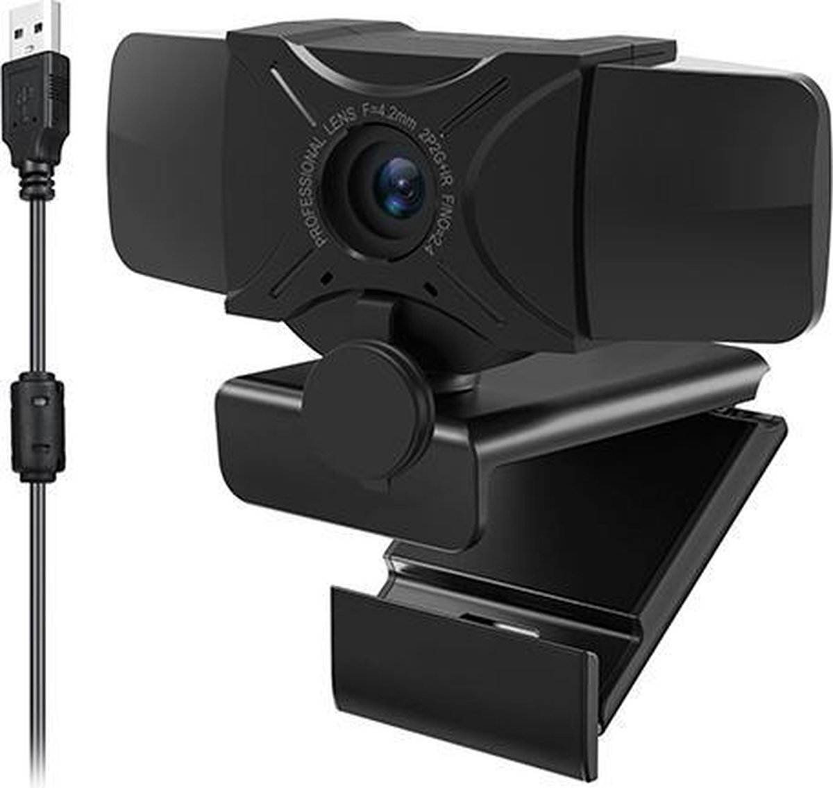 FullHD Webcam met Microfoon - Wide Angle & Privacy Cover - Fixed Focus