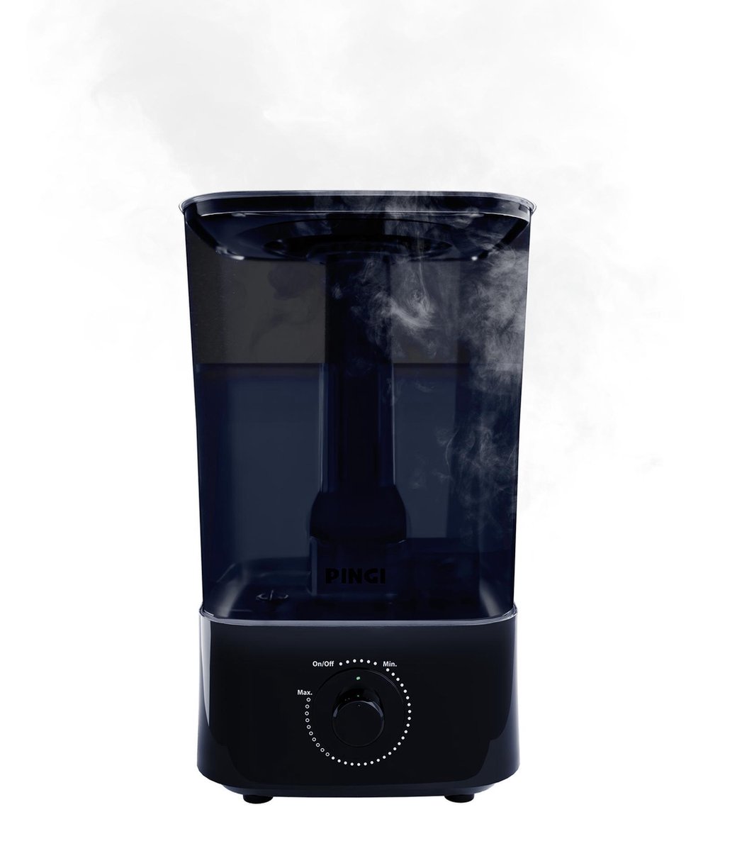 PINGI Cascada Ultrasone luchtbevochtiger, 4 liter; éénknops bediening; fluisterstil; 35 m²