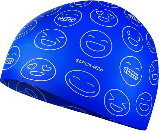 100% Siliconen Junior Zwemcap Emoji Blauw
