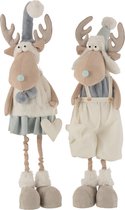 J-Line Eland Staand Deco Textiel Lichtblauw/Wit Large Assortiment Van 2