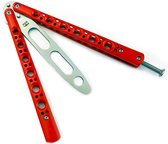 BOKHAMMER - Rood / Zilver legaal bot trainingsmes Counter Strike Butterfly Balisong Trainer Vlindermes Vlinder knife mes (legaal en bot)