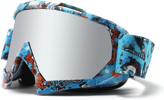 Skibril - Snowboardbril - Crossbril - Zilver Spiegel