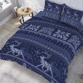 Dekbedovertrek Reindeer Blue 100% katoen Flanel Lits-jumeaux - 240 x 200/220 cm + 2 slopen 60x70 cm