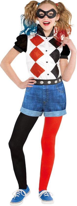 Kleding Unisex kinderkleding pakken Harley Costume rood/blauw kostuum Jeugd Harlequin Shorts Quinn kostuum 
