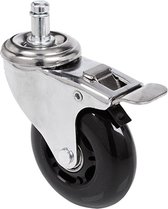 hjh office Rolo Skate - Bureaustoelwielen - 5 stuks - 11mm / 75 mm - Zilver / zwart