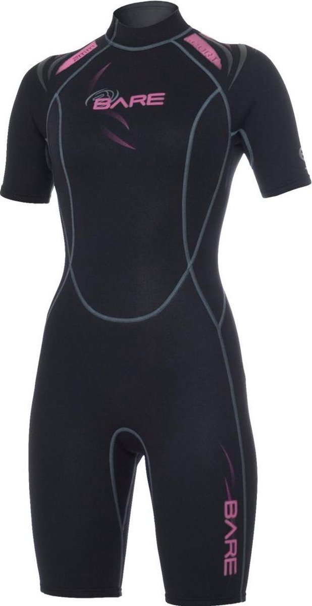 Bare 2mm Shorty Wetsuit Dames 10 Zwart/Roze
