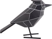 Present Time Ornament Bird - Polyresin Zwart, Witte strepen - Large - 18x9x22,5cm
