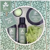 Nature | Verwenset | Cadeauset | Verzorgingset | Body Scrub| Douche Gel | Body Butter | Bad Bruistablet | Douche Spons | Doos | Set van 5