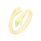 24/7 Jewelry Collection Knuffel Ring Verstelbaar - Handen - Verstelbare Ring - Goudkleurig