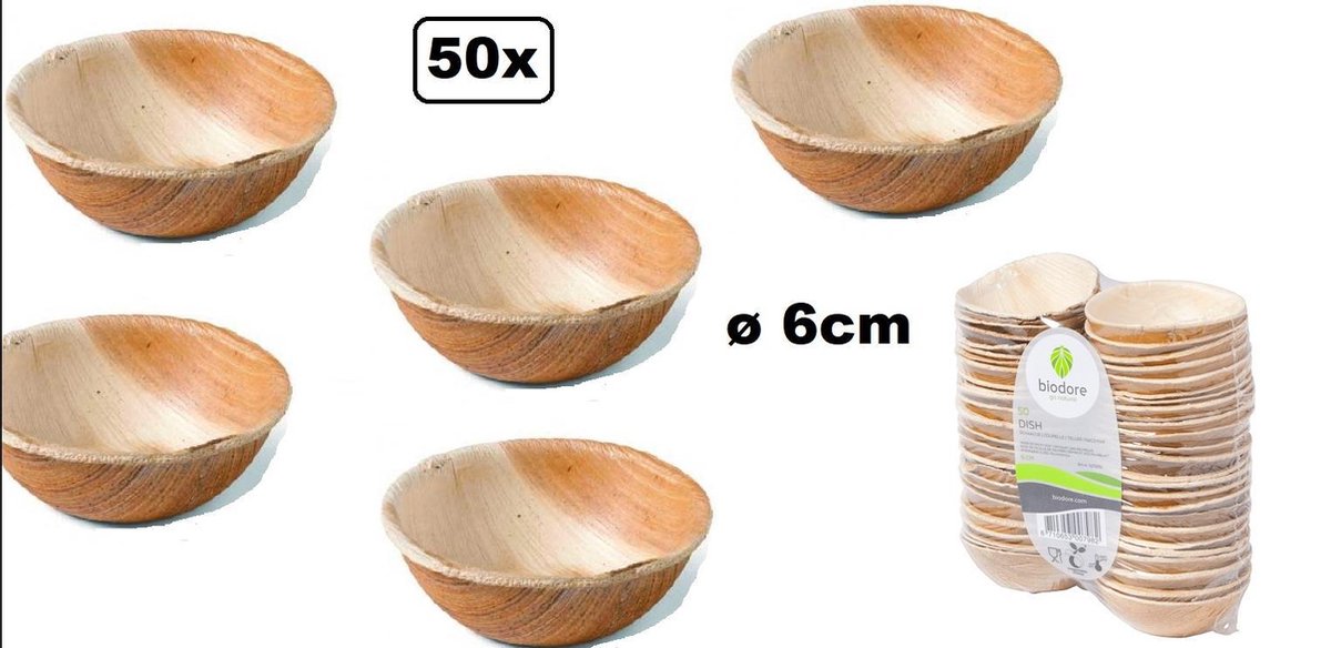 50x Schaaltjes palmblad ø 6cm - Amuse kerst palm duurzaam diner festival next generation