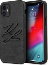 Zwart hoesje van Karl Lagerfeld - Backcover - iPhone 12 Mini - Lizard Signature