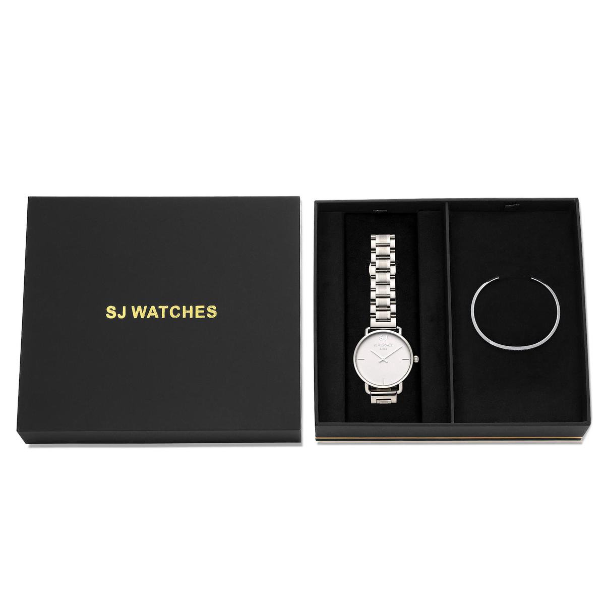 SJ WATCHES Geschenkset Lima Horloge 36mm + Armbandje - Gift set - Geschenkset voor vrouwen - Zilveren dames horloge geschenkset