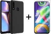 Samsung a20s hoesje zwart - Samsung galaxy a20s hoesje case siliconen zwart - hoesje samsung a20s - Samsung a20s hoesjes cover hoes - 1x samsung a20s screenprotector screen protect