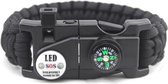 LED Outdoor Survival Paracord armband en 5 andere functies (zwart)