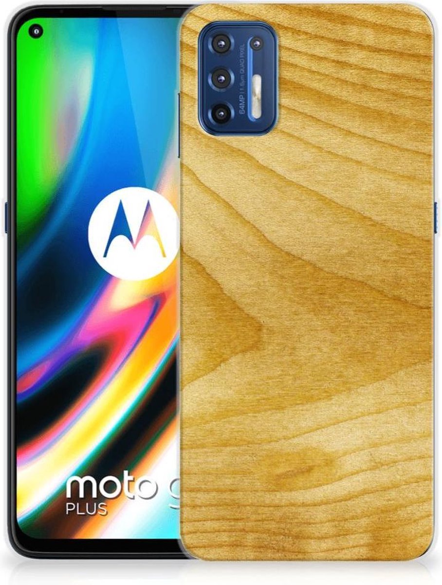 Back Cover voor Motorola Moto G9 Plus Bumper Hoesje Licht Hout