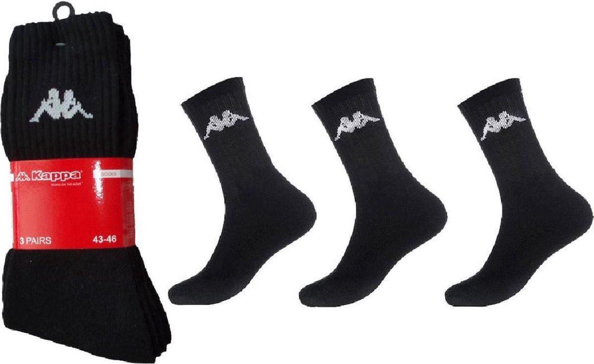 KAPPA - sokken - sportsokken - werksokken - zwart - 6 paar - maat 43-46 |  bol.com