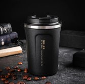 Design thermosbeker mat zwart - reisbeker - koffiebeker to go - thee - 6 tot 8 uur warm - Lekvrij -  hoge kwaliteit RVS - dubbelwandig - diller - Travel Mug - 350 ml