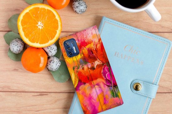 Coque avec Texte Motorola Moto G9 Plus Smart Cover Tulips