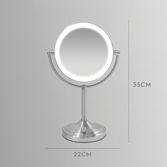 HoMedics MIR8150 Dubbelzijdige Make Up Spiegel met Verlichting - Vrijstaand - 7x vergroting - spiegel met ringverlichting - HoMedics