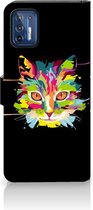 Wallet Book Case Motorola Moto G9 Plus Smartphone Hoesje Cat Color Leuke Verjaardagscadeaus