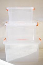 Lowie Innovations Boîte de rangement ensemble de trois - transparent - couvercle - fermeture à clip - poignée