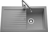 EWI Ingebouwde gootsteen 1 kom + 1 Spirelle afdruiprek - Hars - 86 x 50 cm - Grijs