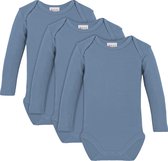 Link Kidswear - Jongens lange mouw romper van biologisch katoen - maat 62/68 -baby blauw - 3 stuks
