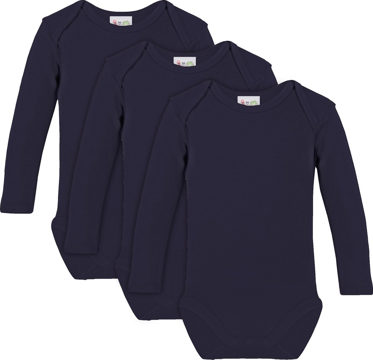 Link Kidswear - Unisex lange mouw romper van biologisch katoen - maat 50/56 - navy - 3 stuks
