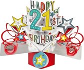 3D Pop-up wenskaart met envelop – Happy 21th Birthday