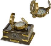 Kompas - Klassiek kompas in houten doos - Messing - 5,3 cm breed