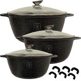 Kookkunst Holland pannenset inductie met koudgrepen - zwart/witte spikkel - Ø 32, 36 & 40 cm