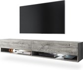 Maison’s Tv meubel – Tv Kast meubel – Tv meubel – Tv Meubels – Tv meubels Hout – Grijs eiken  – Grijs – Grey Oak – LED Verlichting – Wander – 180x30x32,5