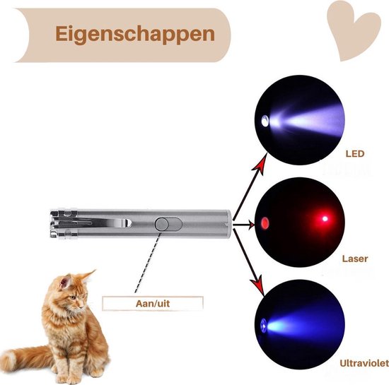PETSZ Laserpen - Kattenspeeltjes - Laser - Kattenspeelgoed - USB - RVS Opbergblikje - PETSZ