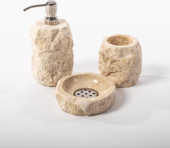 Ensemble de salle de bain de Luxe en pierre naturelle fait à la main en  travertin... | bol.com