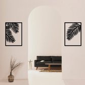 Metalen Wanddecoratie Set van Tropical Leaves | 2x65x46cm(LxB) | Kunst van Staal | Tropical Leaves | Metalen wanddecoratie | Zwart metaal | Gezwart staal | Tuindecoratie | Modern |