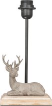 Clayre & Eef Lampenvoet  16*13*35 cm  Bruin Hout Kunststof Rond Hert Lampvoet Tafellamp