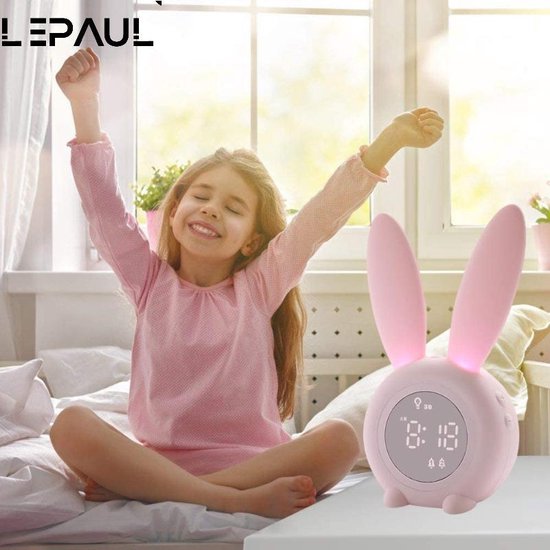 Sleep trainer - Réveil enfant - Veilleuse - Garçon & fille - Rose | bol