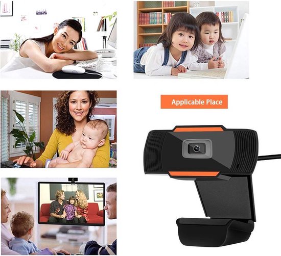 Webcam Full HD - USB Webcam met Microfoon - Webcam voor PC of Laptop -  Draaibaar - Zwart - Merkloos