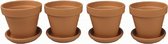 Plantenwinkel Terracotta bloempotten met schotel 28 cm quadro set bloempotten voor binnen en buiten