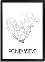 Pontassieve Plattegrond poster A2 + fotolijst zwart (42x59,4cm) DesignClaud